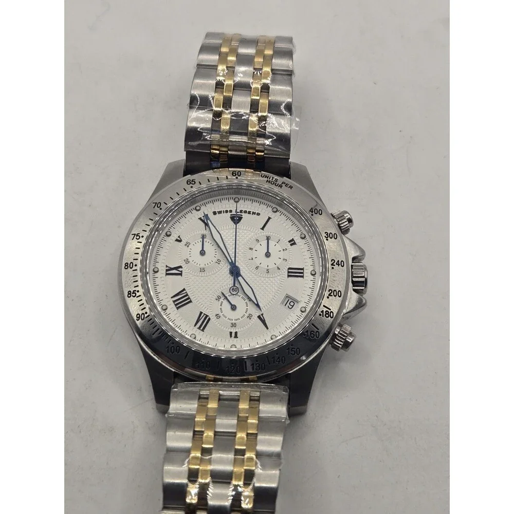 Swiss Legend Chronograph Quartz Men's Watch. New Two Tone Stainless Steel Band.